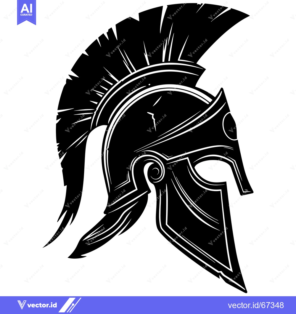 Premium Vector dari A Detailed Black and White Illustration of a Spartan Helmet