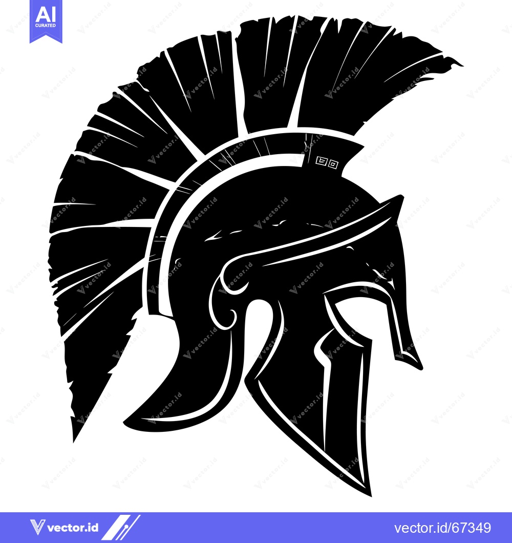 Premium Vector dari Black and White Silhouette of a Spartan Helmet