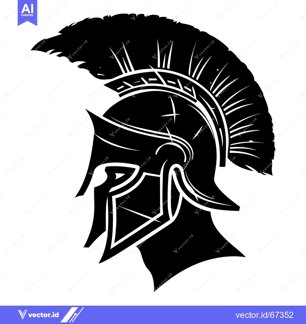 Premium Vector dari A Black and White Illustration of a Spartan Helmet