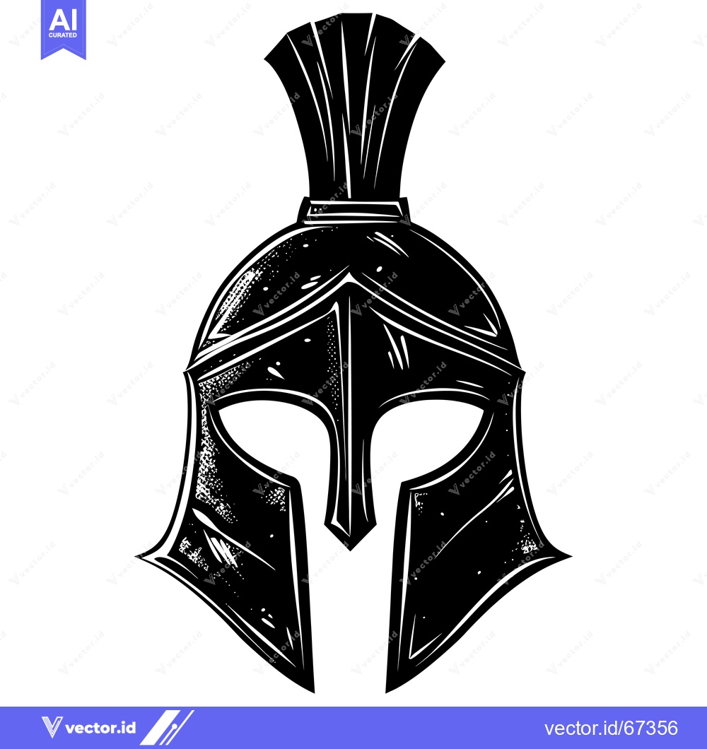 Premium Vector dari Black and White Illustration of a Spartan Helmet