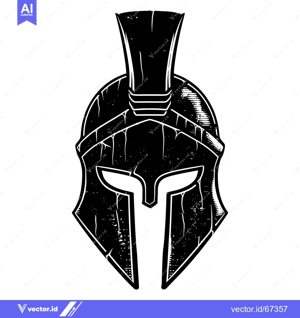 Premium Vector of Black and White Illustration of a Spartan Helmet