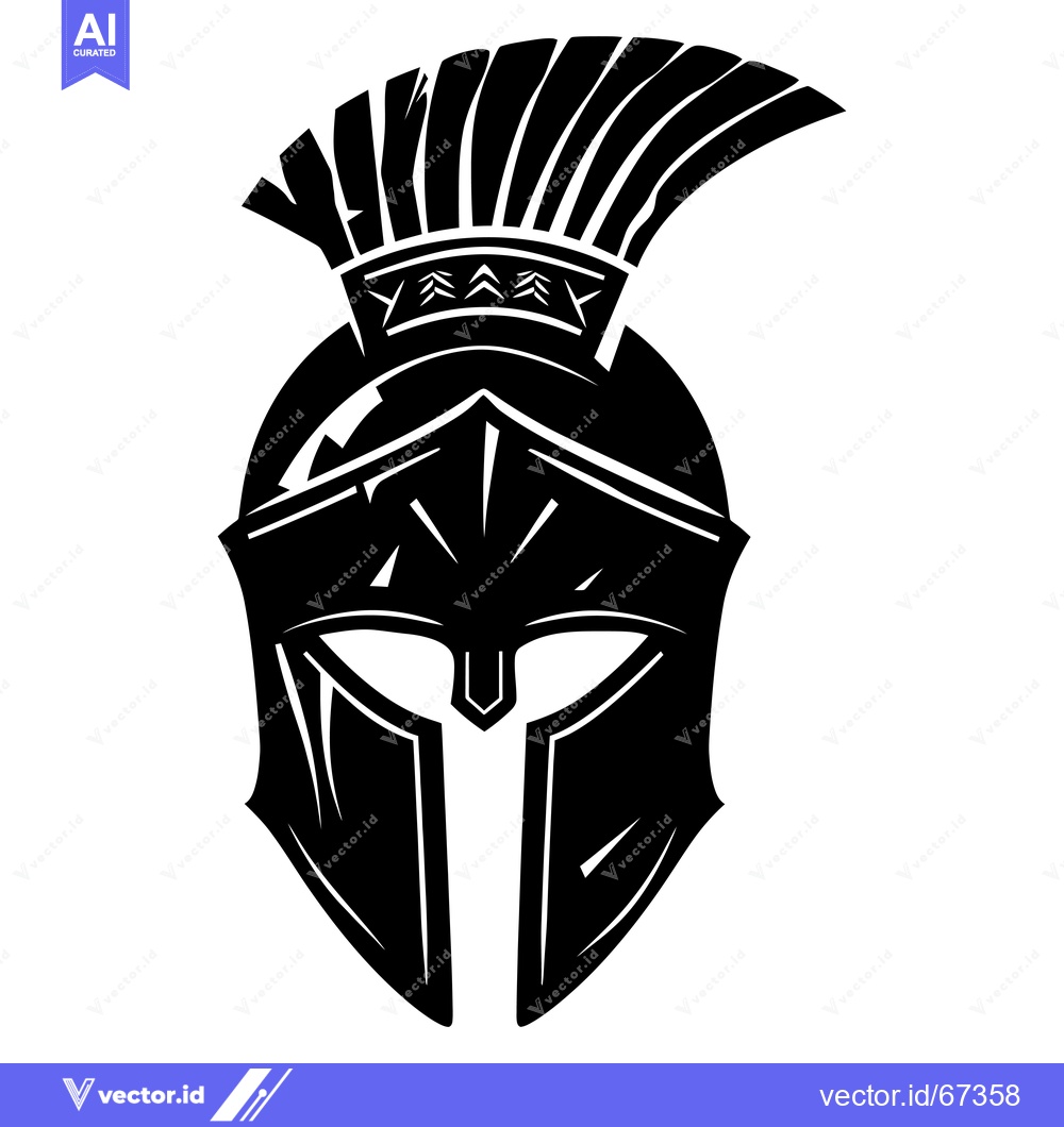 Premium Vector of Black and White Illustration of a Spartan Helmet