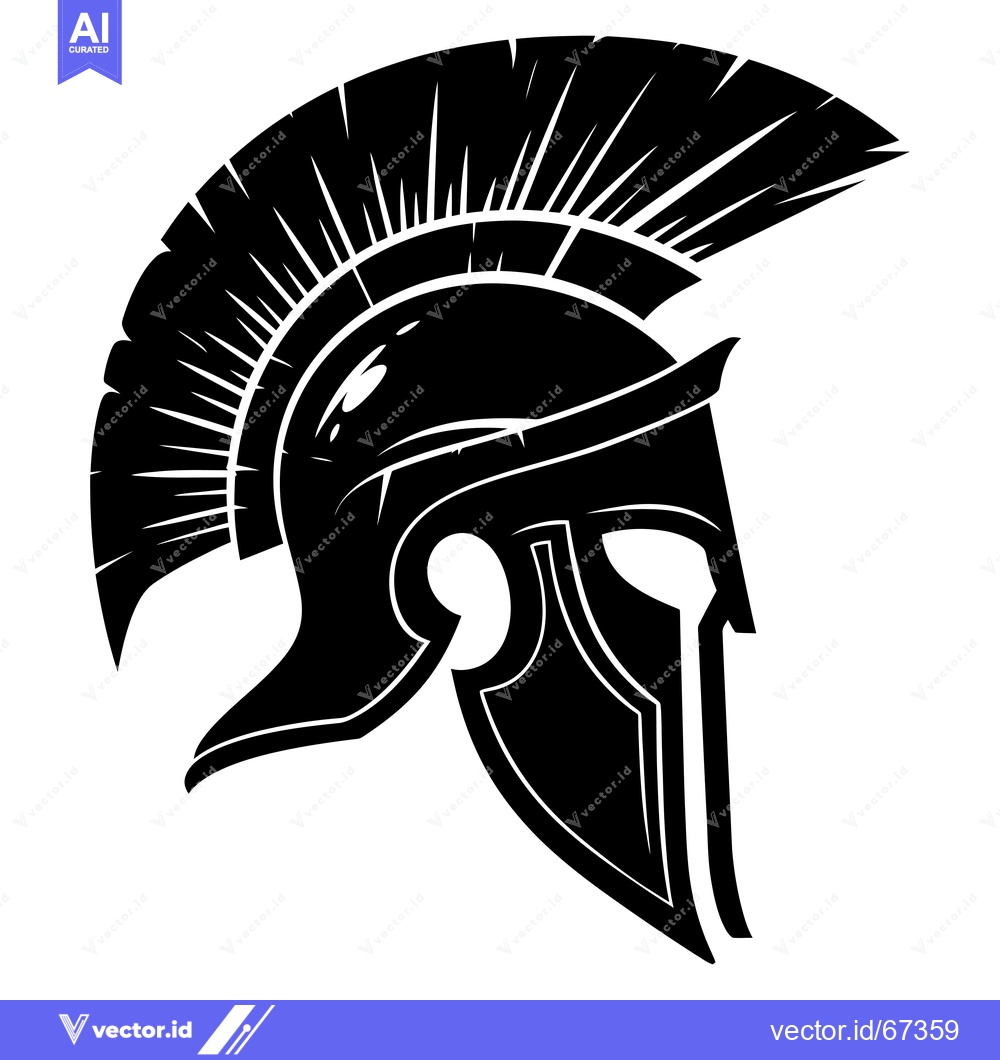 Premium Vector dari A Black and White Side View of a Spartan Helmet