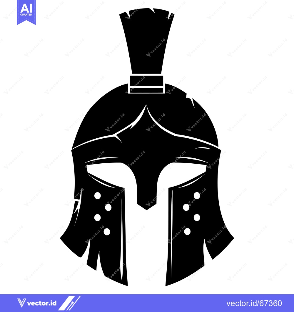 Premium Vector dari A Black and White Silhouette of a Spartan Helmet