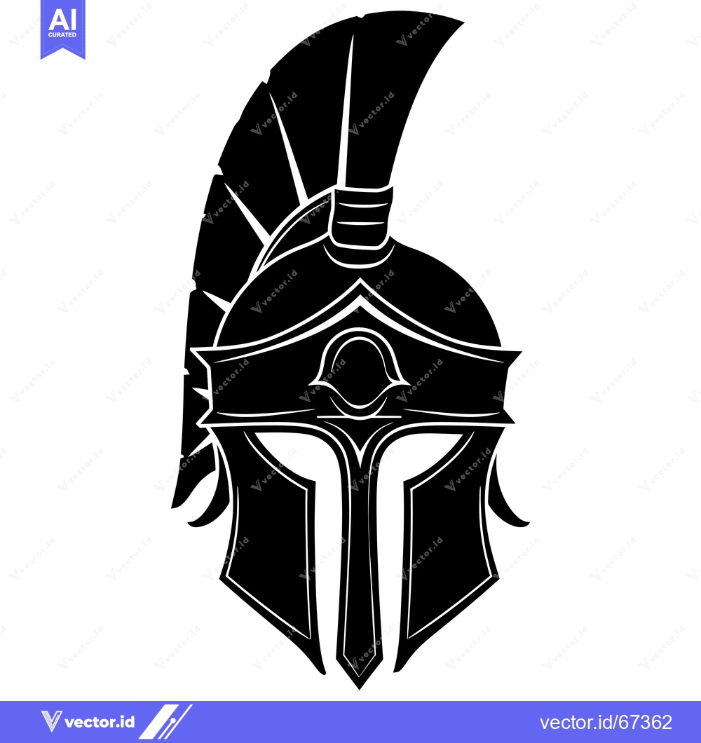 Premium Vector dari Black and White Silhouette of a Spartan Helmet