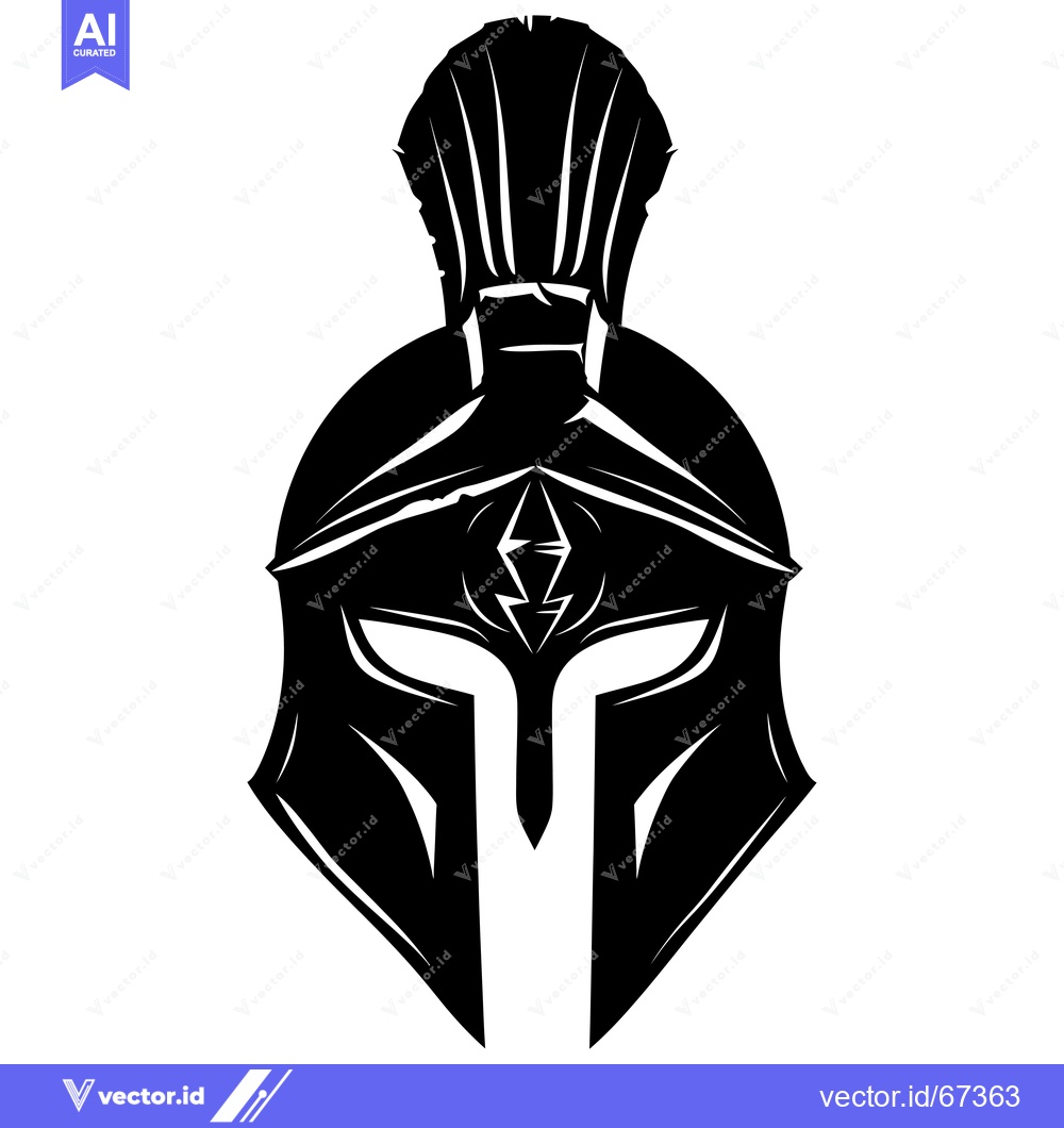 Premium Vector dari Black and White Illustration of a Spartan Helmet