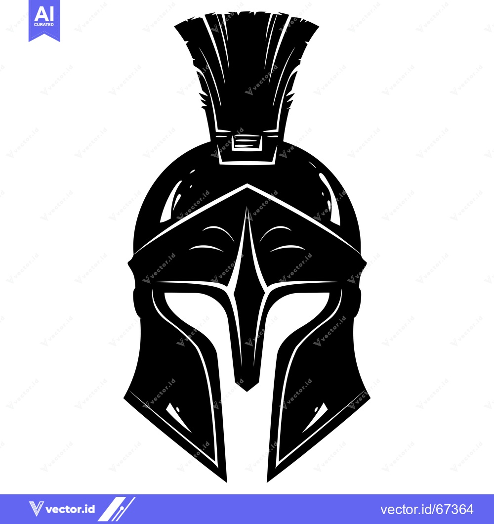 Premium Vector dari Black and White Silhouette of a Spartan Helmet
