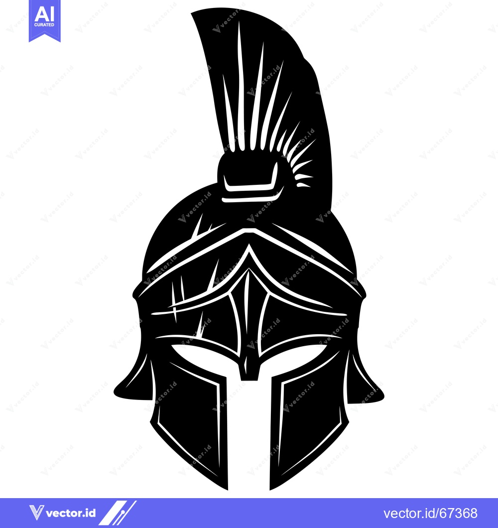 Premium Vector dari Black and White Illustration of a Spartan Helmet