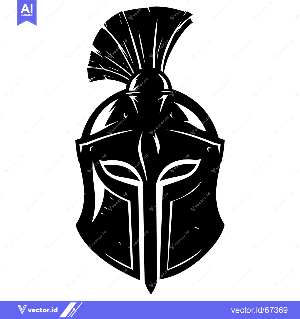 Premium Vector dari Black and White Illustration of a Spartan Helmet
