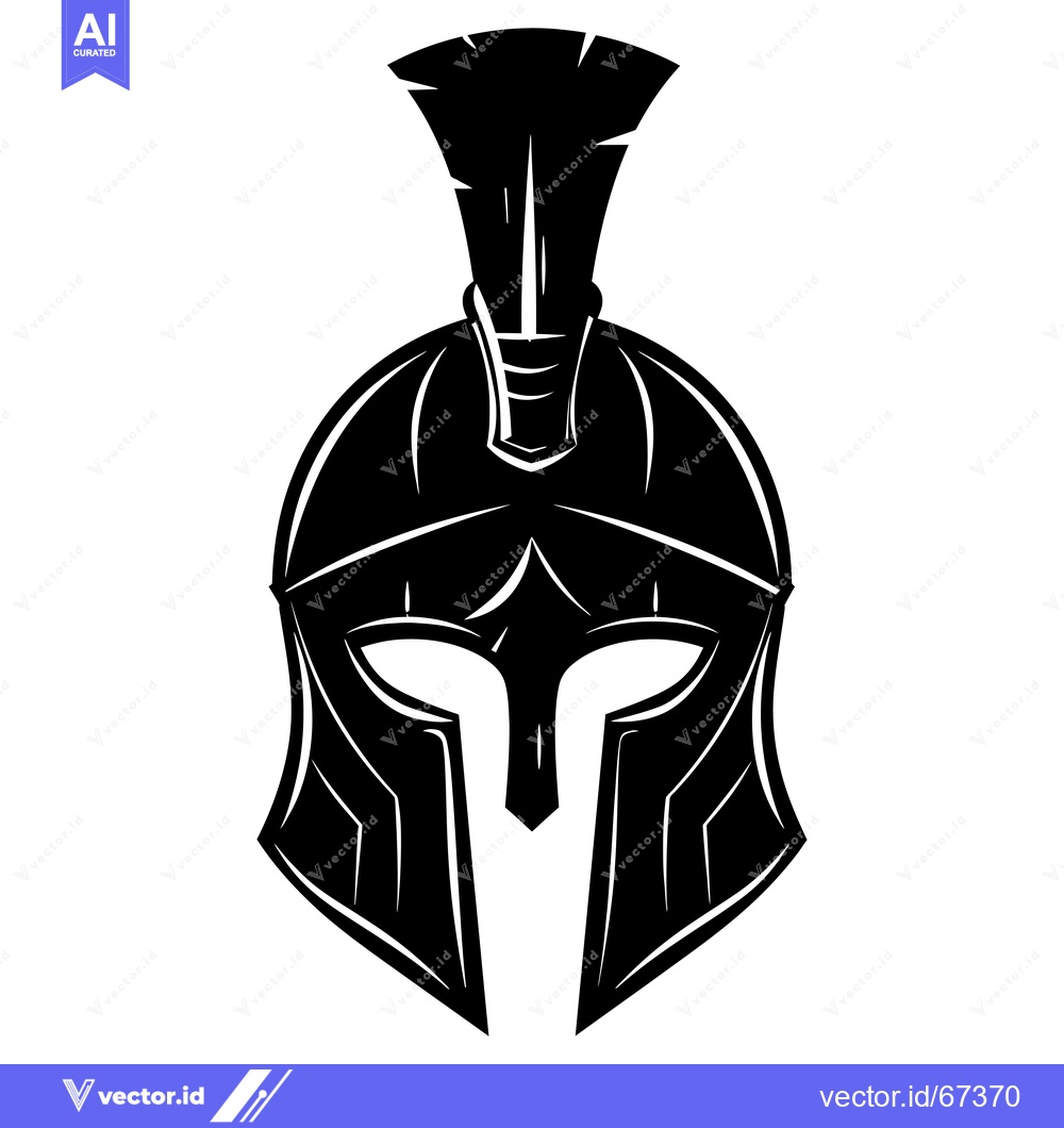 Premium Vector dari Black and White Illustration of a Spartan Helmet