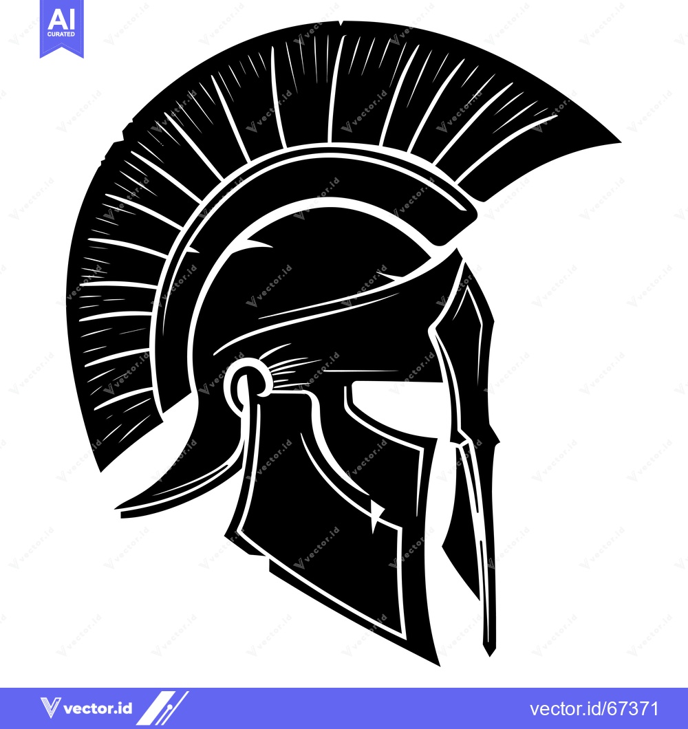 Premium Vector dari A Black and White Illustration of a Spartan Helmet