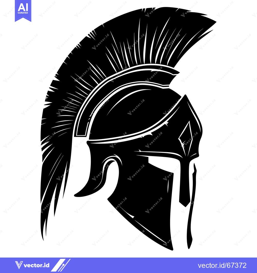 Premium Vector of A Black and White Illustration of a Spartan Helmet