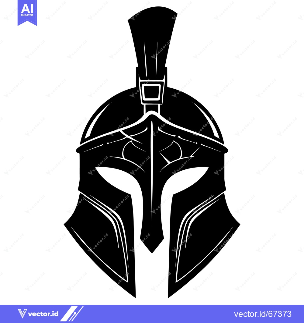 Premium Vector dari Black and White Illustration of a Spartan Helmet