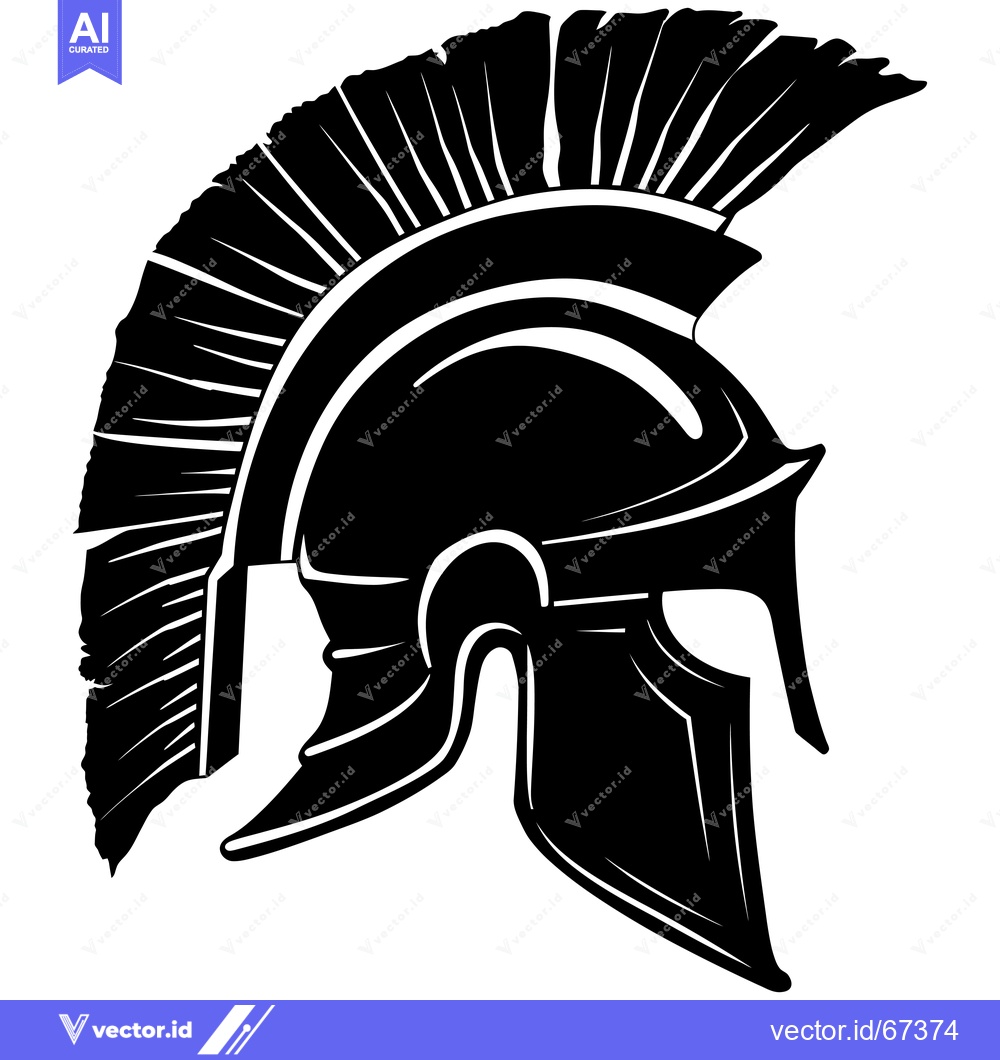 Premium Vector dari A Black and White Illustration of a Spartan Helmet