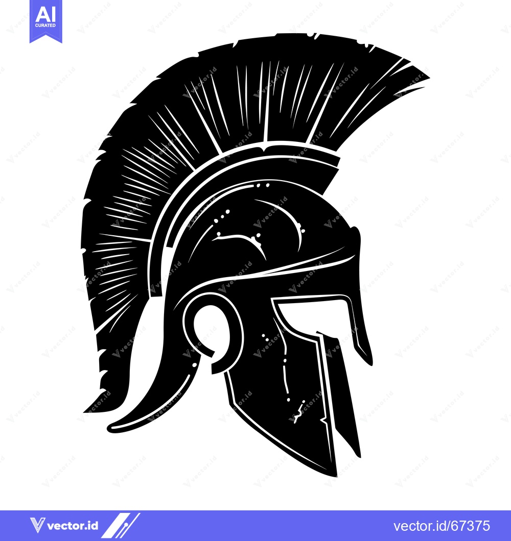 Premium Vector dari A Black and White Silhouette of a Spartan Helmet