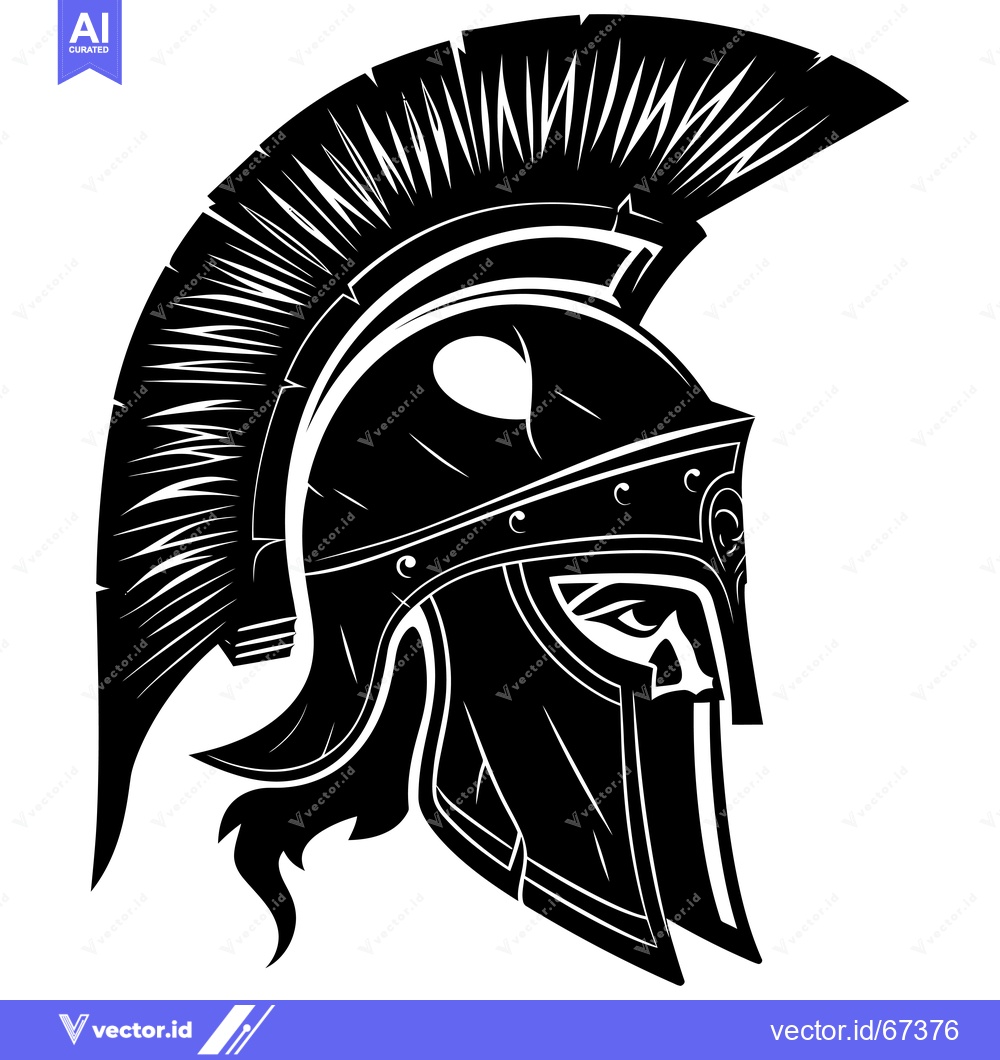 Premium Vector of Spartan Warrior Helmet with Detailed Plumes and Visor