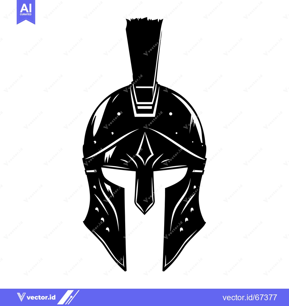 Premium Vector dari A Black and White Illustration of a Spartan Helmet