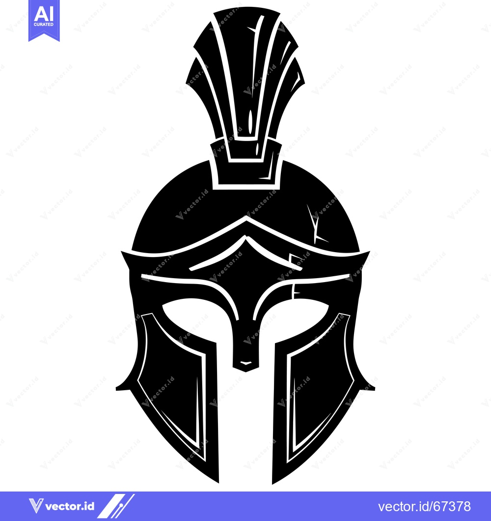 Premium Vector of A Black and White Illustration of a Spartan Helmet