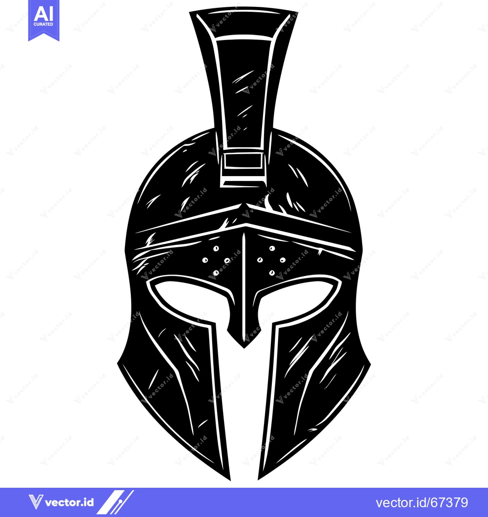 Premium Vector dari A Black and White Illustration of a Spartan Helmet
