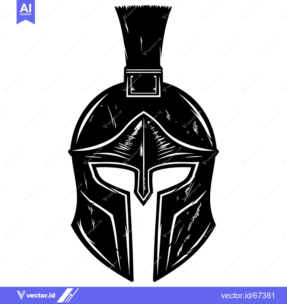 Premium Vector dari Black and White Illustration of a Spartan Helmet