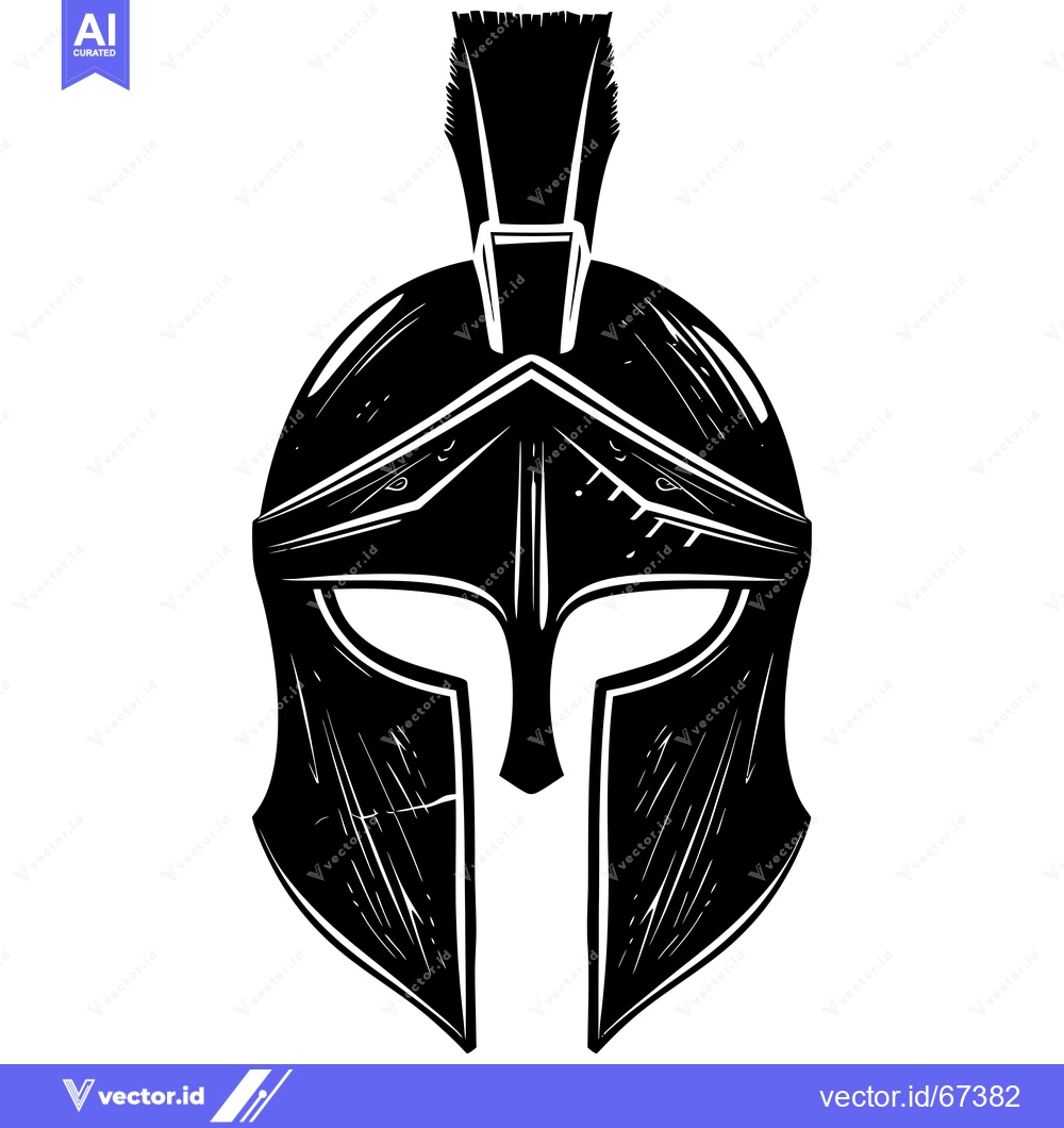 Premium Vector dari A Black and White Illustration of a Spartan Helmet
