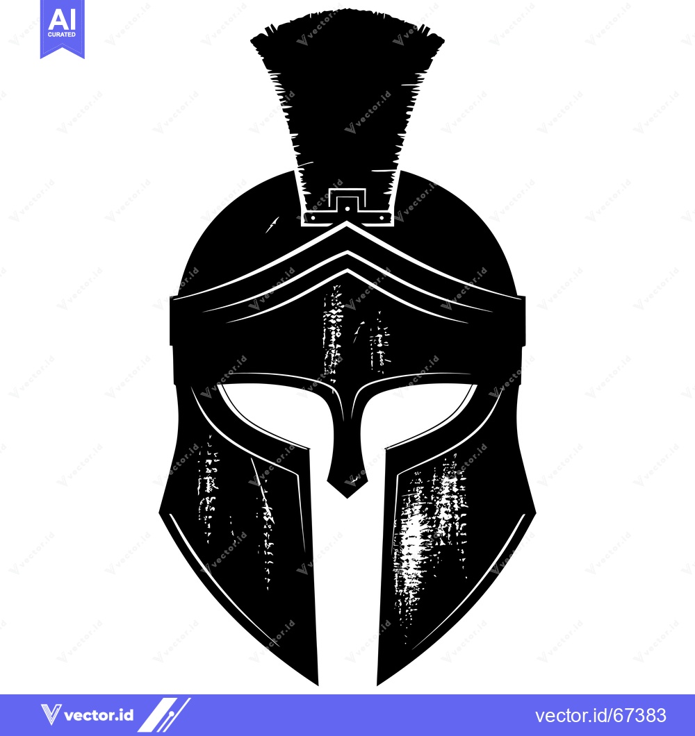 Premium Vector of Black and white illustration of a Spartan helmet