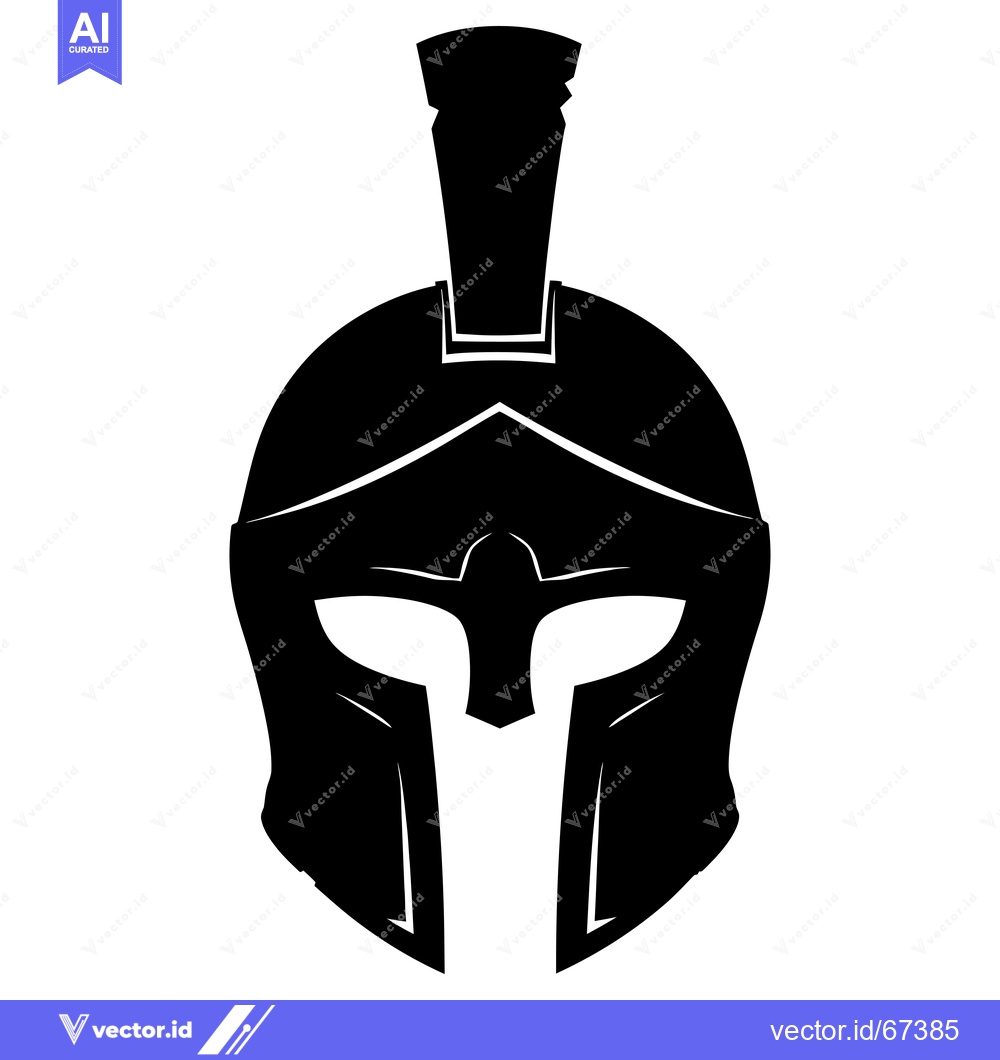 Premium Vector of Black and White Silhouette of a Spartan Helmet