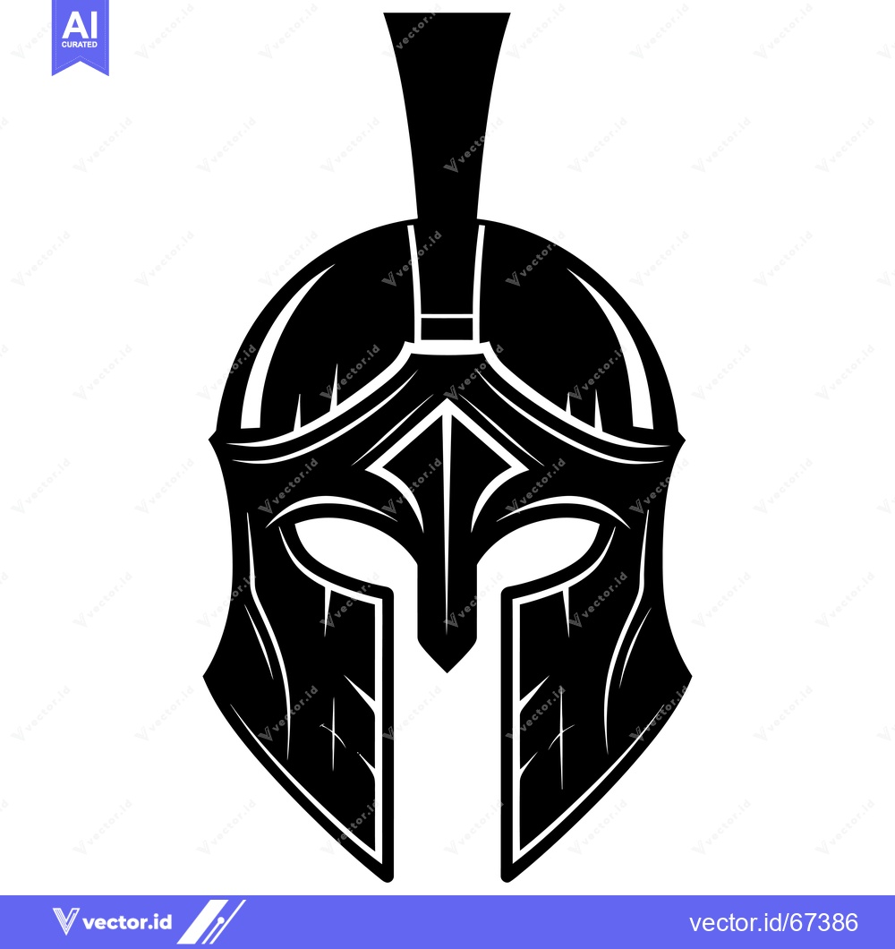 Premium Vector dari A Black and White Illustration of a Spartan Helmet