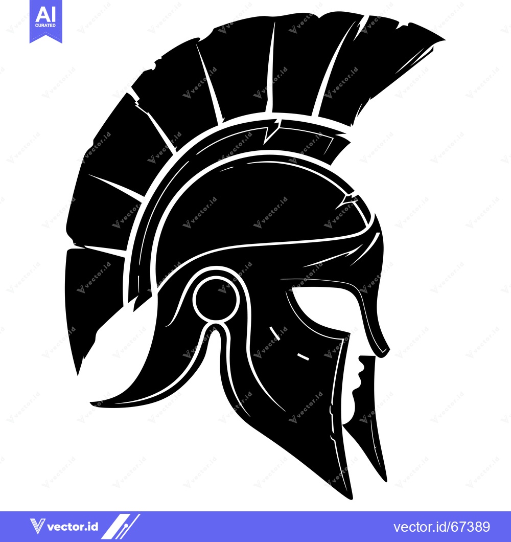 Premium Vector of Black and White Side Profile of a Spartan Helmet