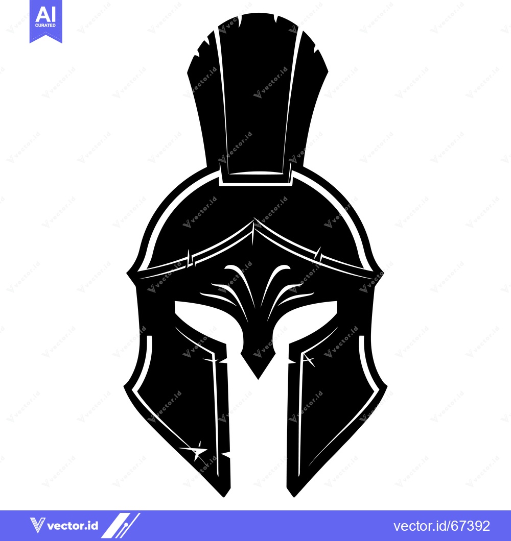 Premium Vector of A Black and White Illustration of a Spartan Helmet