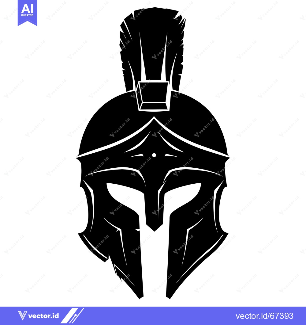 Premium Vector of Black and White Silhouette of a Spartan Helmet