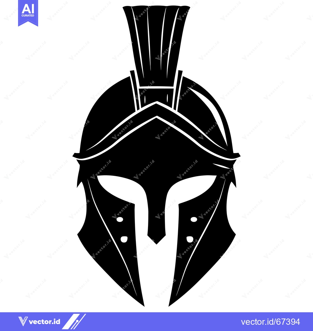 Premium Vector of Black and White Illustration of a Spartan Helmet