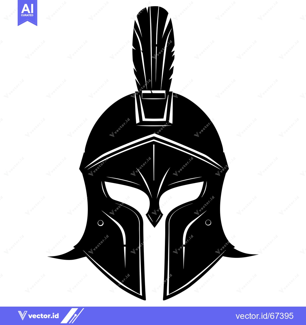 Premium Vector dari A Black and White Illustration of a Spartan Helmet with a Plume