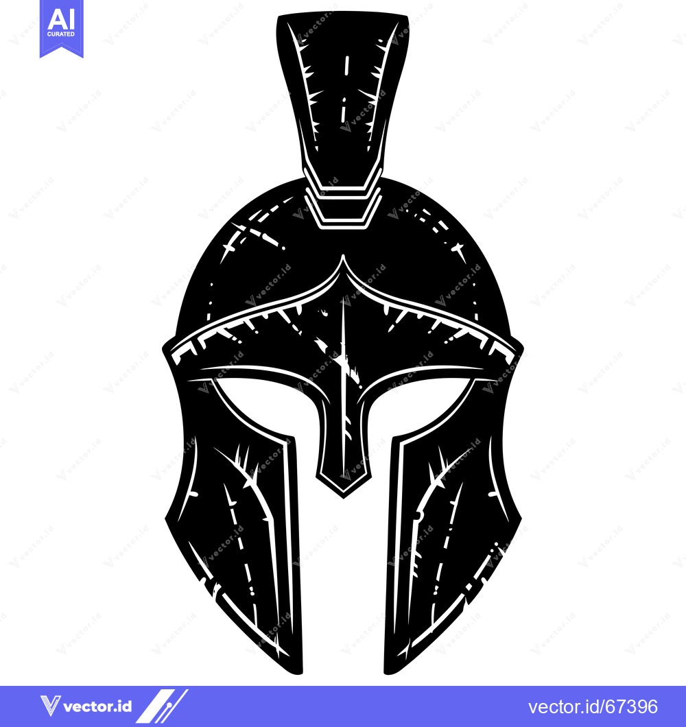 Premium Vector of A Black and White Illustration of a Spartan Helmet