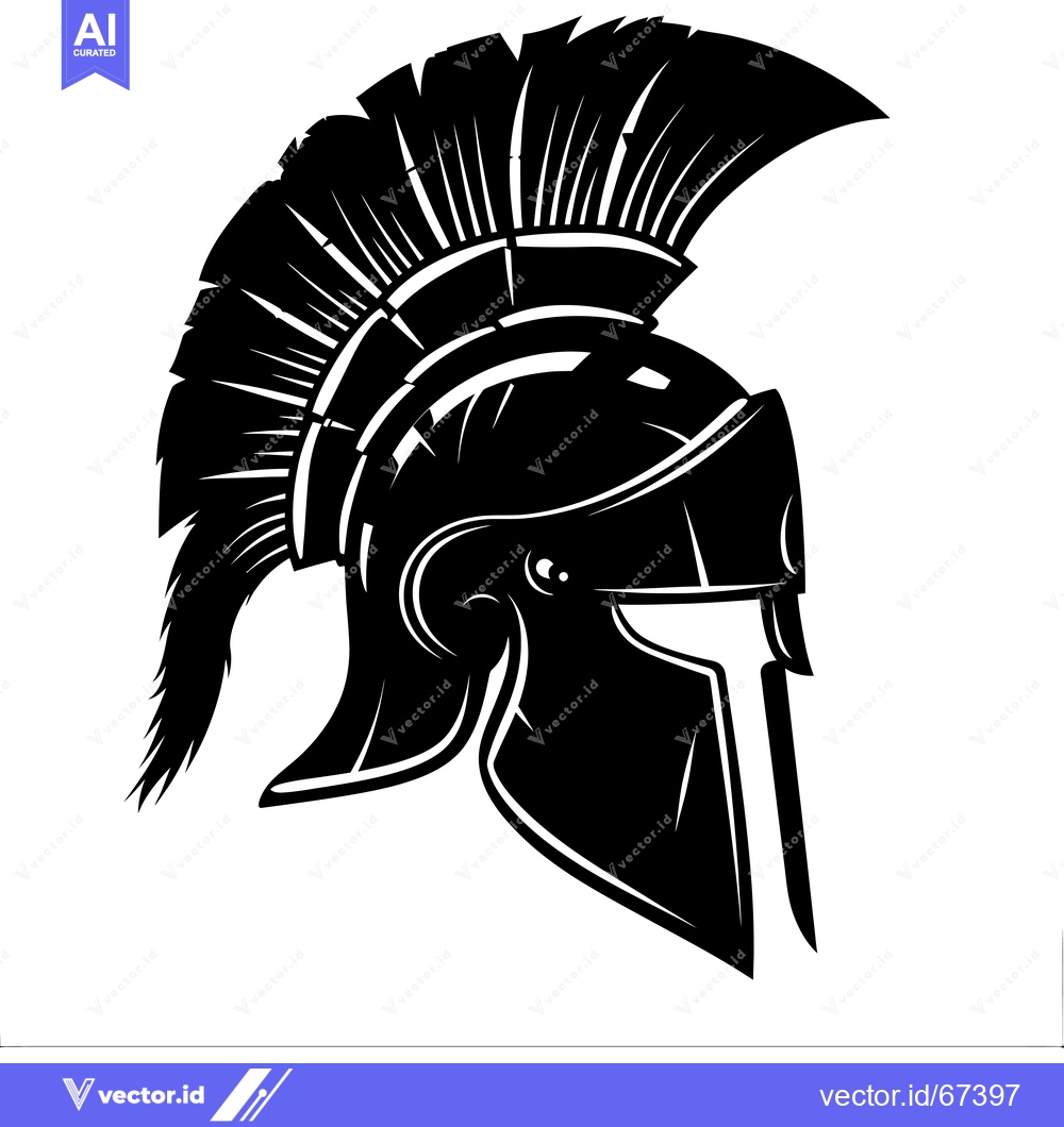 Premium Vector dari A Black and White Illustration of a Spartan Helmet