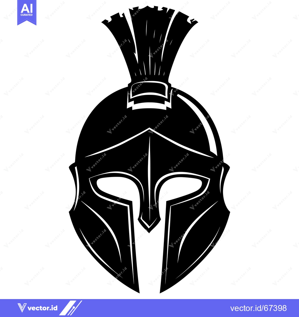 Premium Vector dari Black and White Illustration of a Spartan Helmet