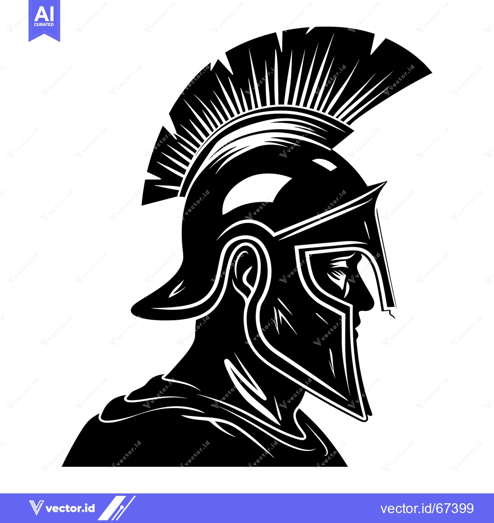 Premium Vector dari Profile of a Spartan Warrior in a Helmet