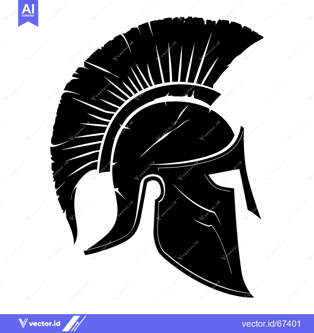 Premium Vector dari Black and White Silhouette of a Spartan Helmet