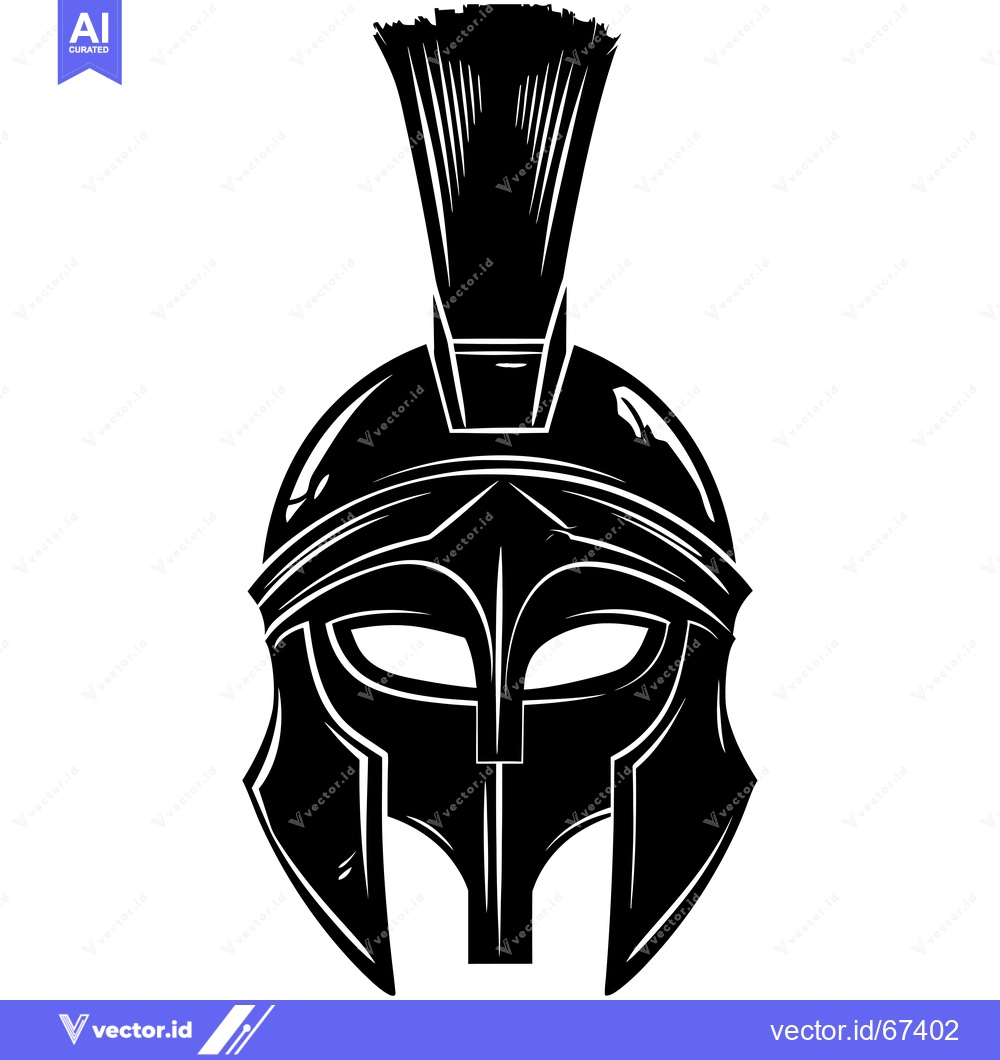 Premium Vector dari A Black and White Illustration of a Spartan Helmet