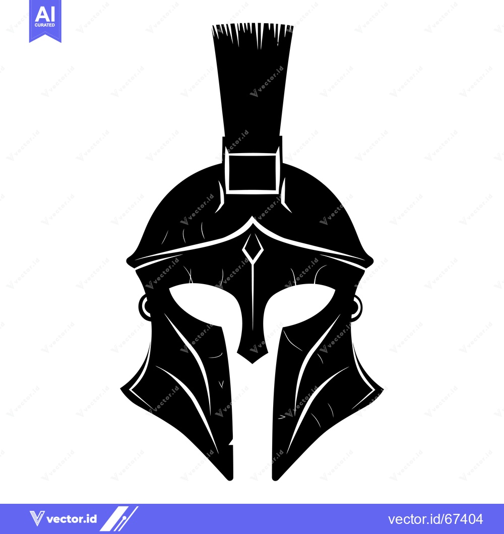 Premium Vector dari Black and White Illustration of a Spartan Helmet