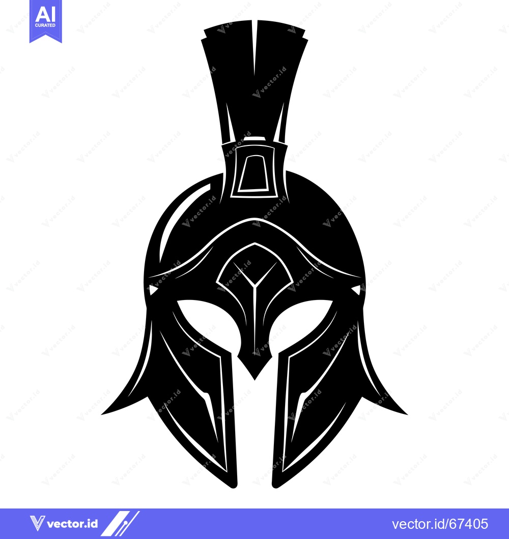 Premium Vector dari Black and White Illustration of a Spartan Helmet