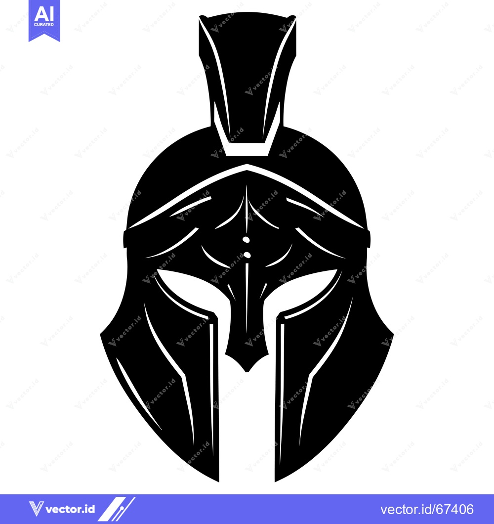 Premium Vector of Black and White Illustration of a Spartan Helmet
