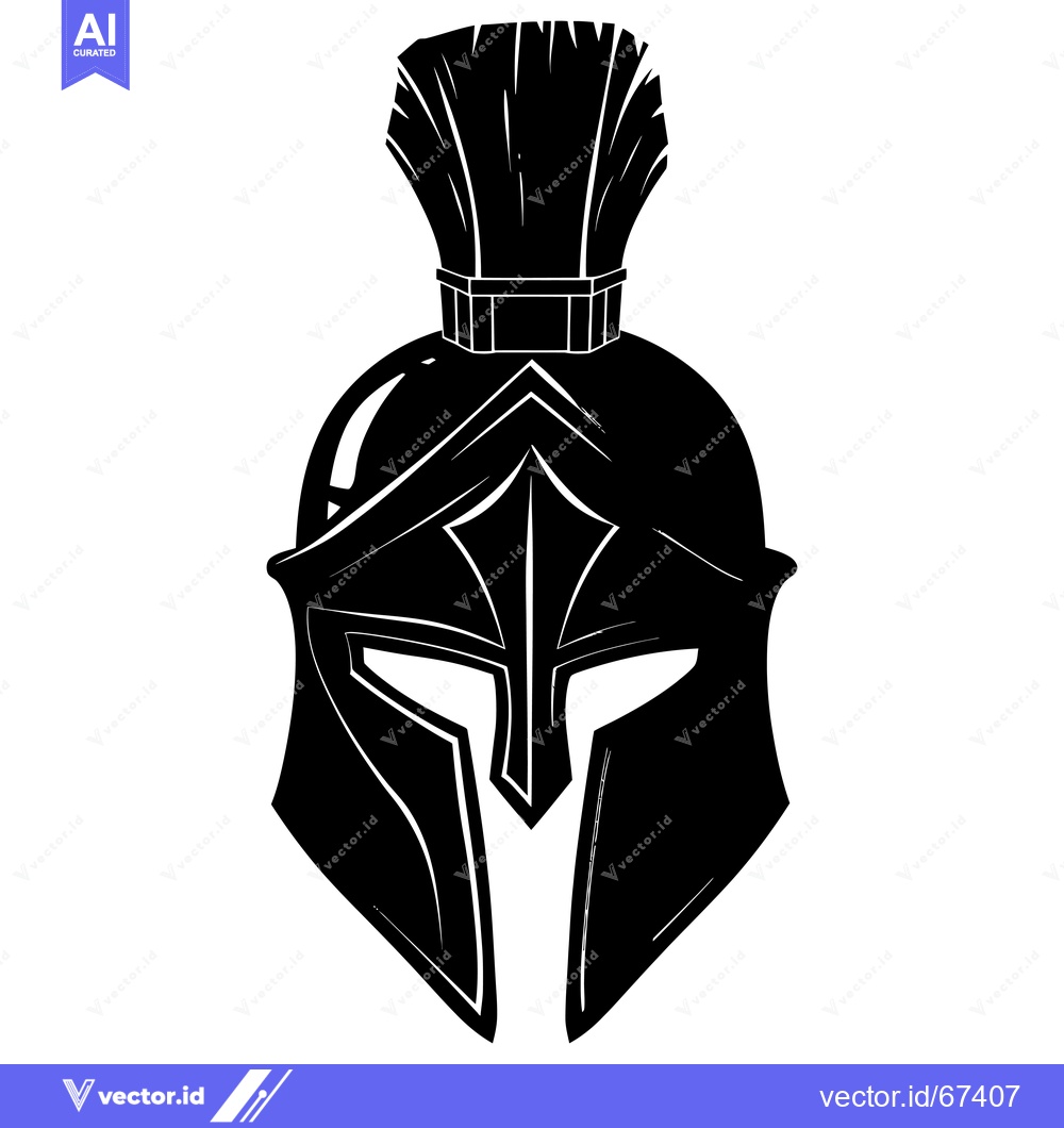 Premium Vector dari Black and White Illustration of a Spartan Helmet