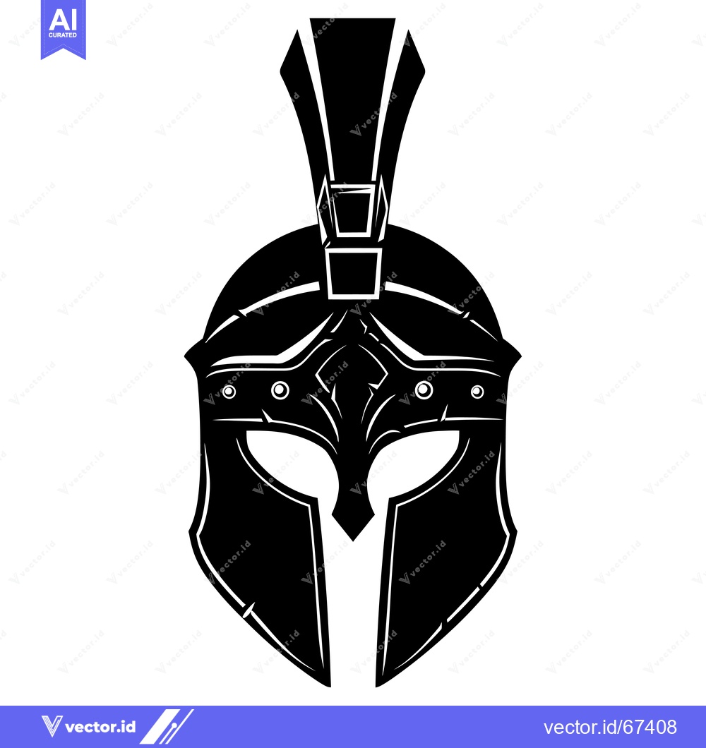 Premium Vector of A Black and White Illustration of a Spartan Helmet