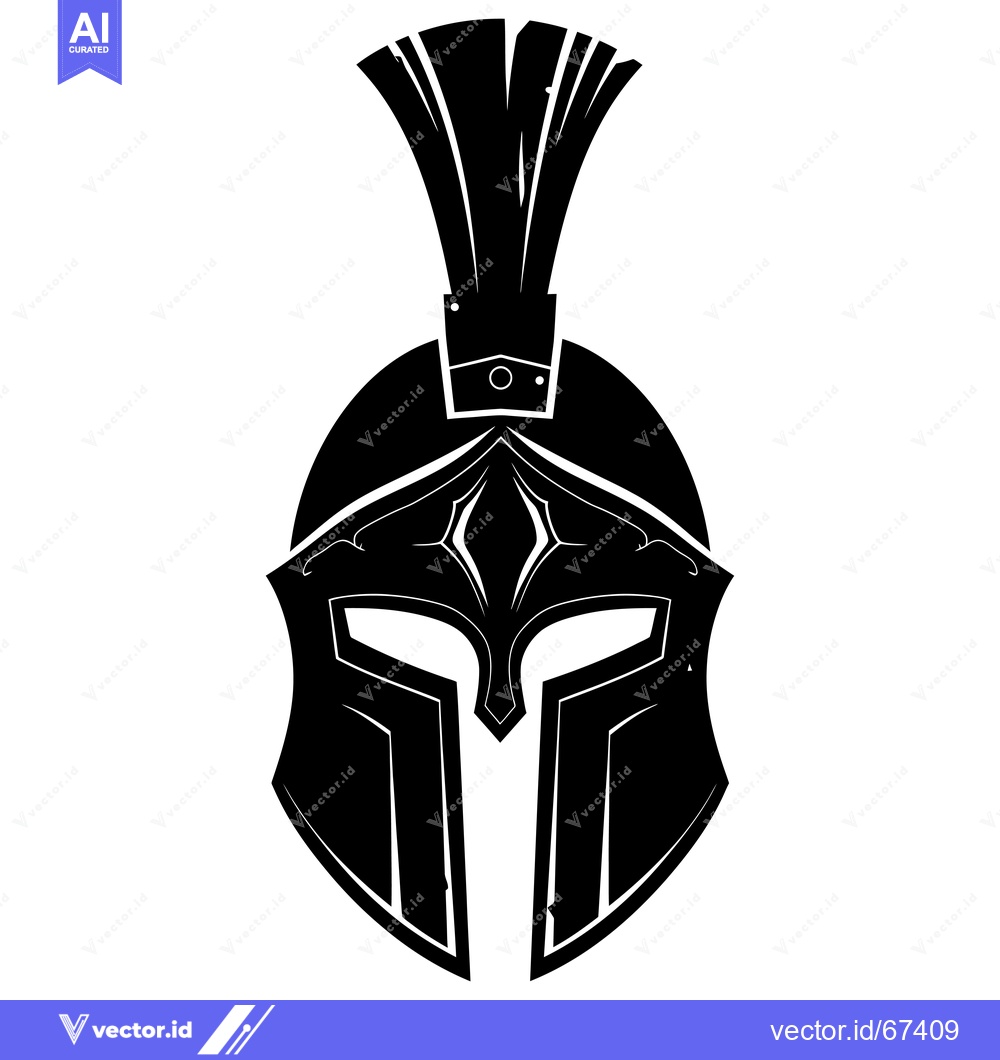 Premium Vector dari A Black and White Illustration of a Spartan Helmet