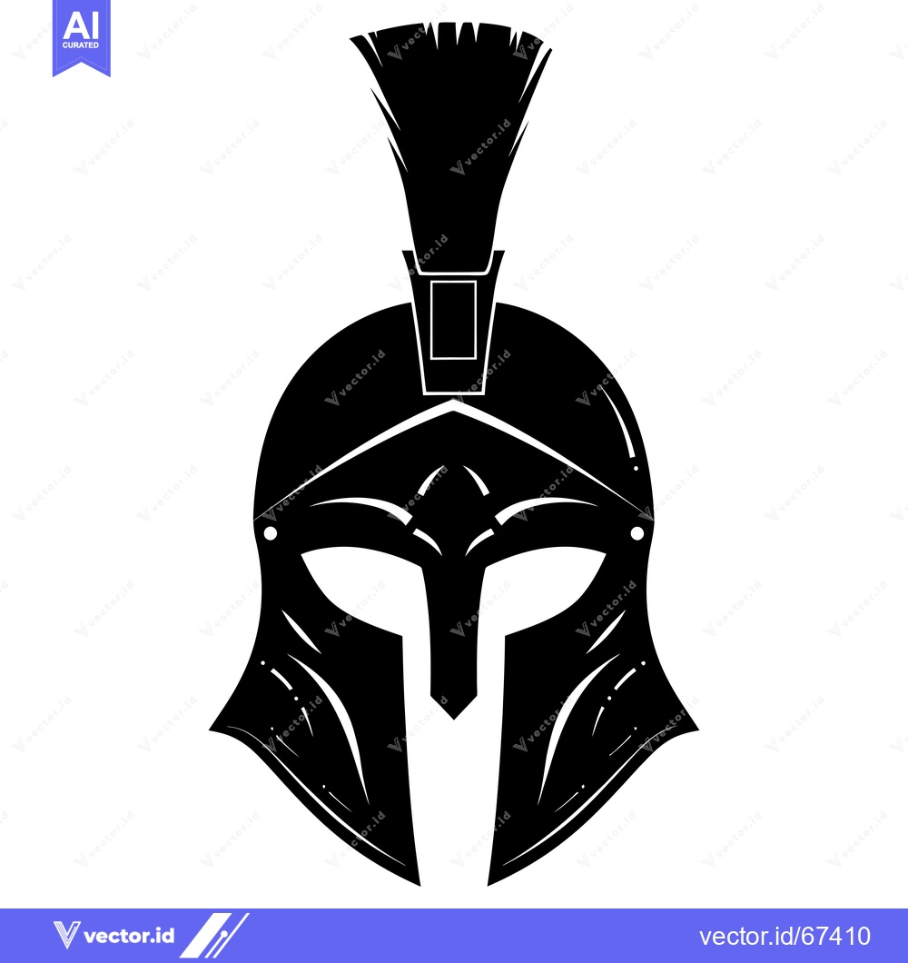 Premium Vector dari Black and White Silhouette of a Spartan Helmet with a Plume