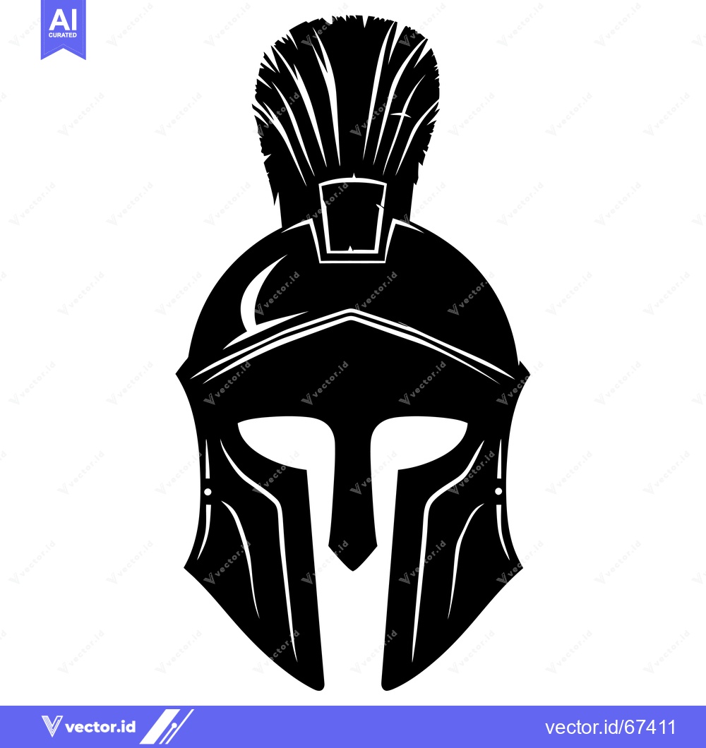 Premium Vector dari Black and White Illustration of a Spartan Helmet