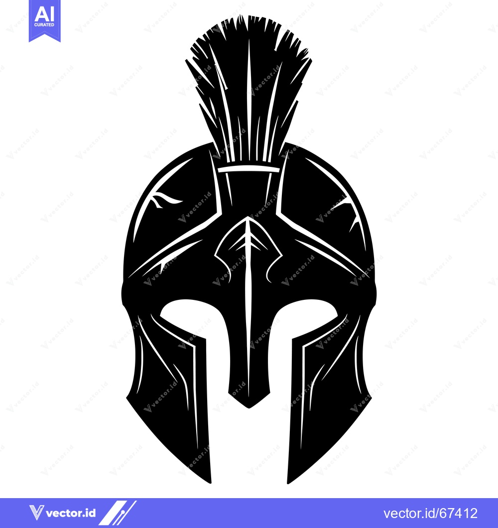 Premium Vector dari A Black and White Silhouette of a Spartan Helmet
