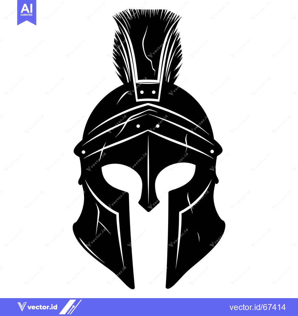 Premium Vector dari Black and White Illustration of a Spartan Helmet