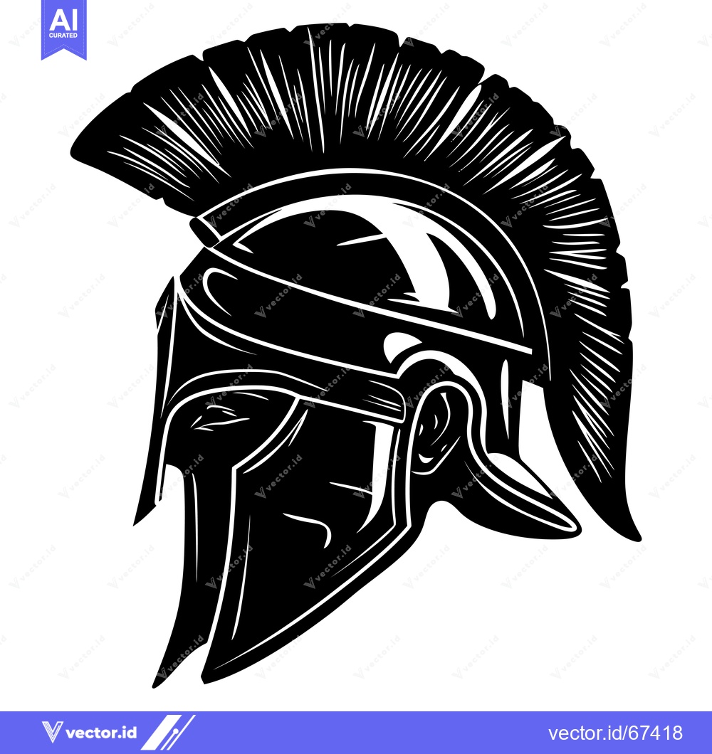 Premium Vector dari Spartan Warrior Helmet with Crest Illustration
